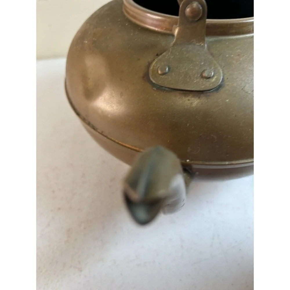 Mid Century Vintage Copper Tea Pot Kettle Wooden Handle & Knob Made In Portugal